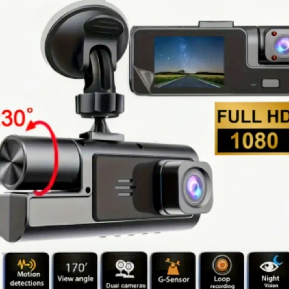 Full HD 1080p Black Dash Cam with Night Vision